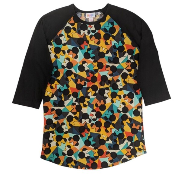 Lularoe Disney Minnie Mouse Shirt Women S Small Black Raglan Randy Baseball Top - Picture 1 of 7